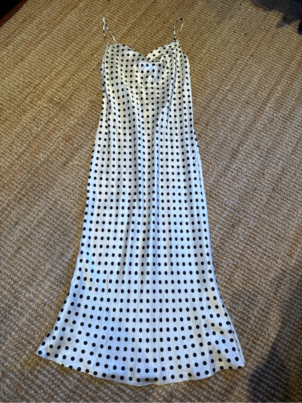 ⚜️ZARA BLACK & WHITE POLKA DOT SATIN SLIP MIDI DRESS NWT SIZE MEDIUM ⚜️ - Picture 5 of 12